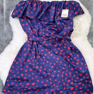 Rachel Rachel Roy Polka Dot Strapless Tube Top Ruffles Waist Tie Romper